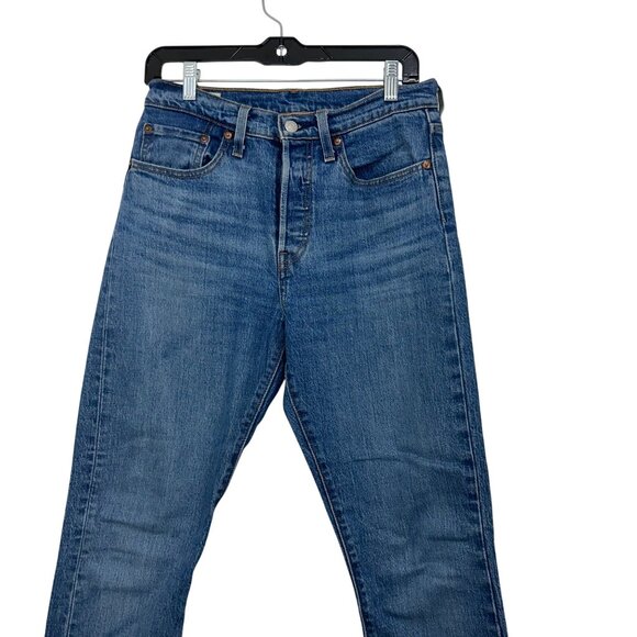 Levis 501 Skinny Fit Jeans Womens Blue Denim Button Fly SZ 28W 27L Classic Style - Picture 16 of 16